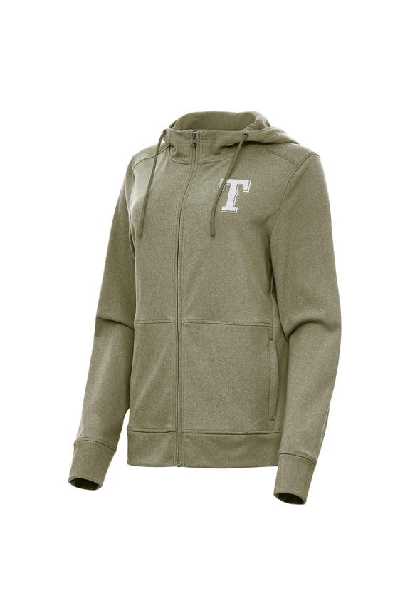 Women's Antigua Olive Texas Rangers Seeker Full-Zip Hoodie Jacket