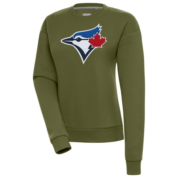 Women's Antigua Olive Toronto Blue Jays Victory Pullover Sweatshirt