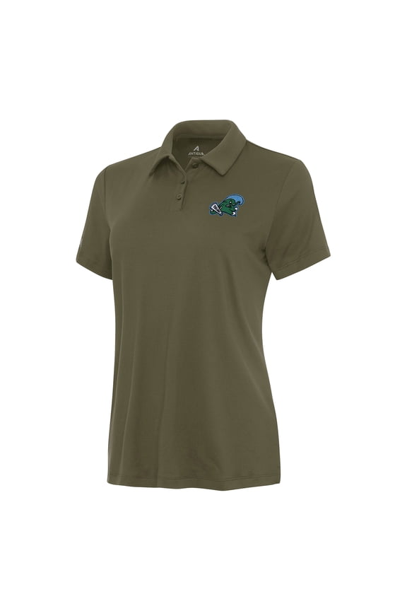 Women's Antigua Olive Tulane Green Wave Reprocess Polo