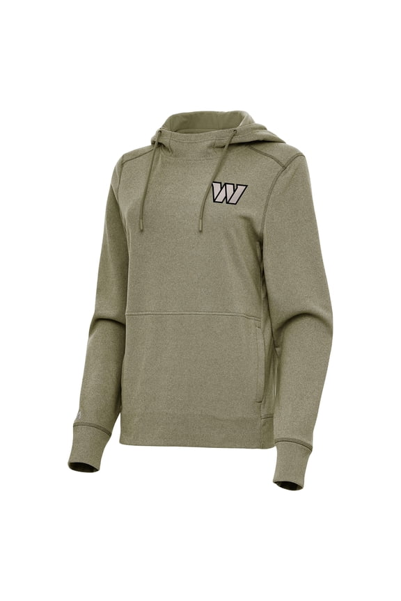 Women's Antigua Olive Washington Commanders Justice Pullover Hoodie