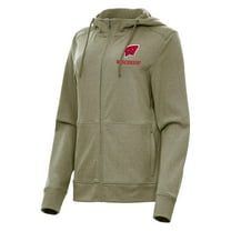 Women's Antigua Olive Wisconsin Badgers Seeker Full-Zip Hoodie