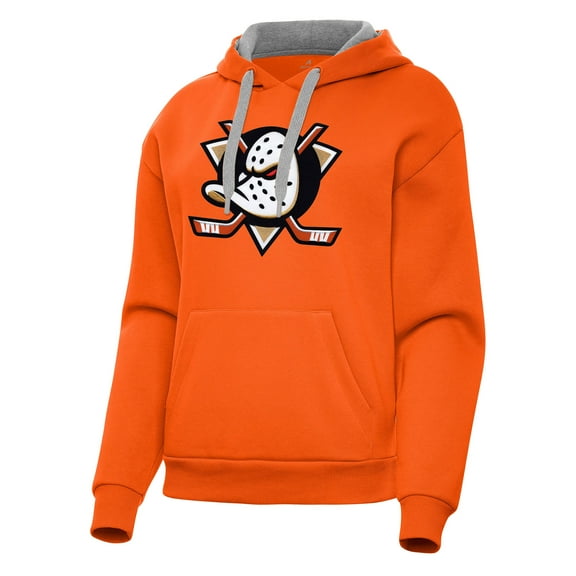 Women's Antigua Orange Anaheim Ducks Victory Pullover Hoodie