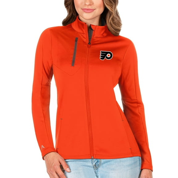 Women's Antigua Orange/Charcoal Philadelphia Flyers Generation Full-Zip Pullover Jacket