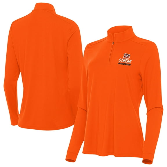Women's Antigua Orange Cincinnati Bengals Streak Intent Quarter-Zip Sweatshirt