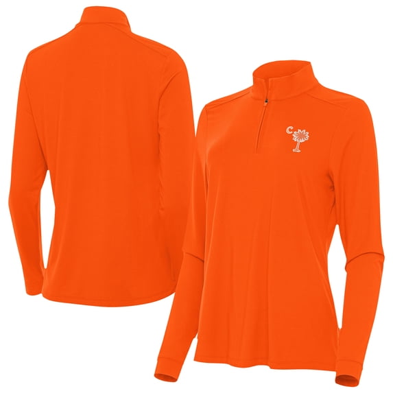 Women's Antigua Orange Clemson Tigers Palmetto Series Intent Quarter-Zip Pullover