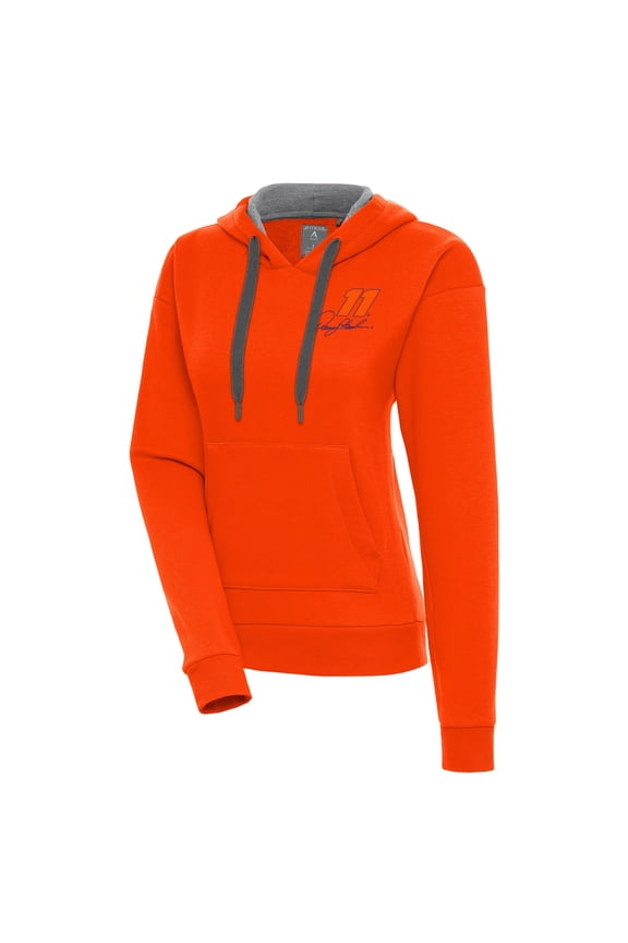 Women's Antigua Orange Denny Hamlin Victory Pullover Hoodie