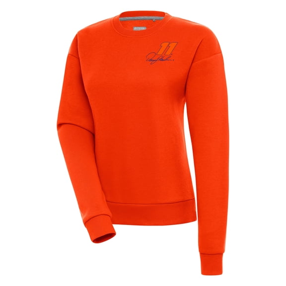 Women's Antigua  Orange Denny Hamlin Victory Pullover Sweatshirt