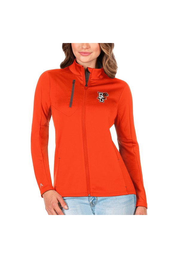 Women's Antigua Orange/Graphite Bowling Green St. Falcons Generation Full-Zip Jacket