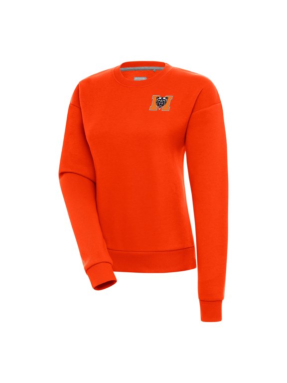 Women's Antigua Orange Mercer Bears Victory Pullover Sweatshirt