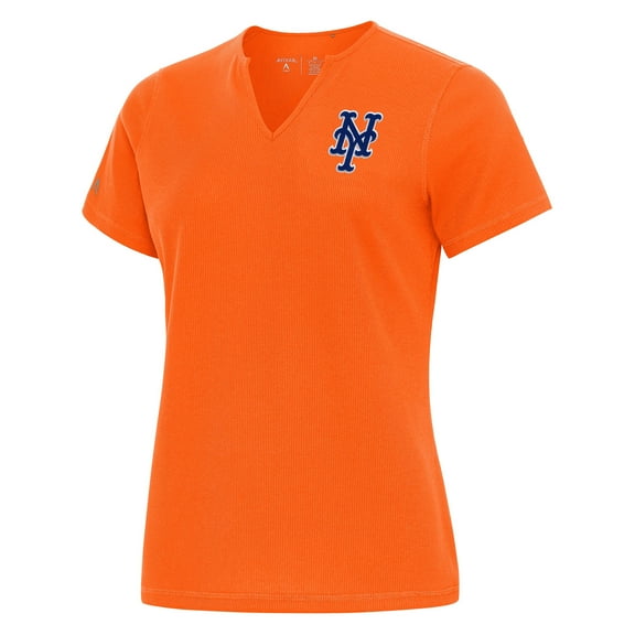 Women's Antigua  Orange New York Mets Notch Neck T-Shirt