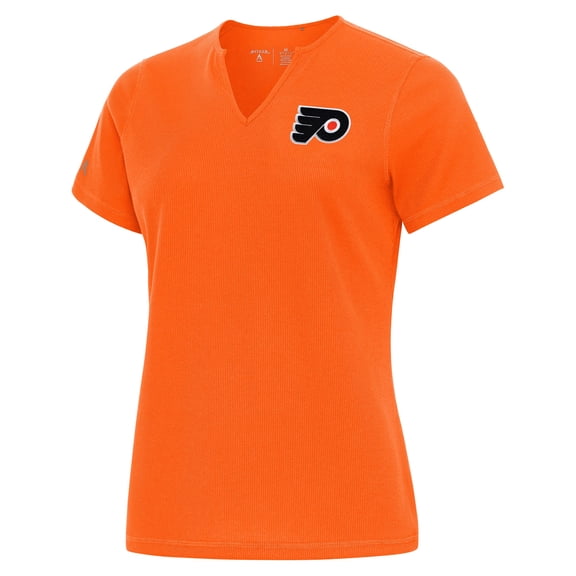 Women's Antigua Orange Philadelphia Flyers Traveler Rib V-Neck T-Shirt