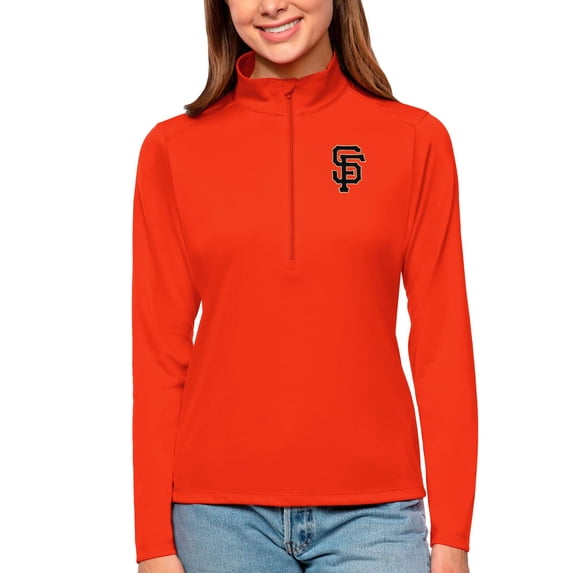 Women's Antigua Orange San Francisco Giants Tribute Quarter-Zip Pullover Top