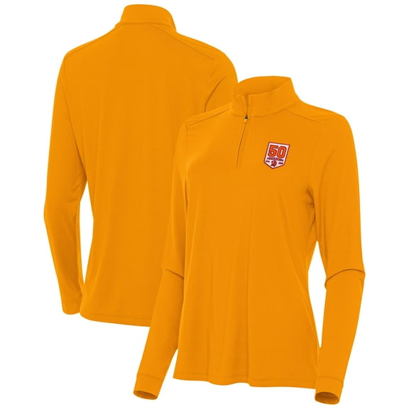 Women's  Antigua Orange Tampa Bay Buccaneers 50th Season Intent Quarter-Zip Sweatshirt