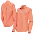 thumbnail image 1 of Women's Antigua Orange Virginia Tech Hokies Porter Woven Tri-Blend Long Sleeve Button-Up Shirt, 1 of 3