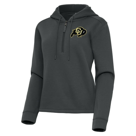 Women's Antigua  Pewter Colorado Buffaloes Contemporary Quarter-Zip Hoodie
