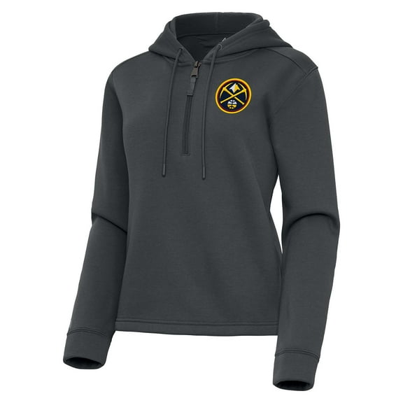 Women's Antigua Pewter Denver Nuggets Contemporary Quarter-Zip Hoodie
