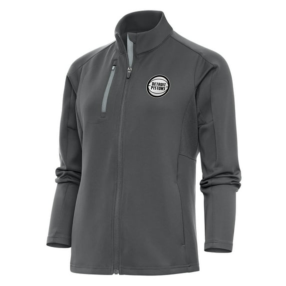 Women's Antigua Pewter Detroit Pistons Metallic Logo Generation Full-Zip Jacket