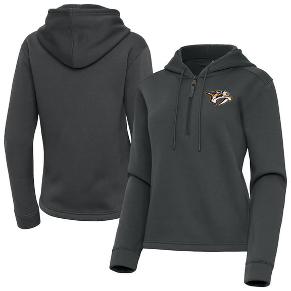 Women's Antigua  Pewter Nashville Predators Contemporary Quarter-Zip Hoodie