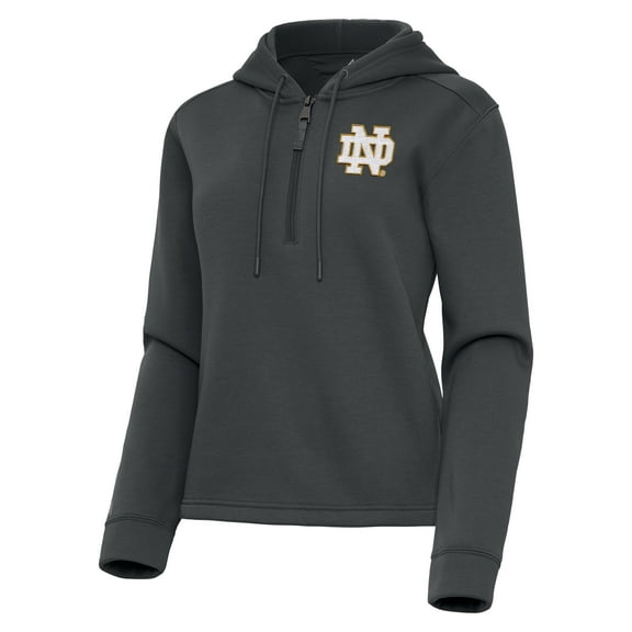 Women's Antigua  Pewter Notre Dame Fighting Irish Contemporary Quarter-Zip Hoodie