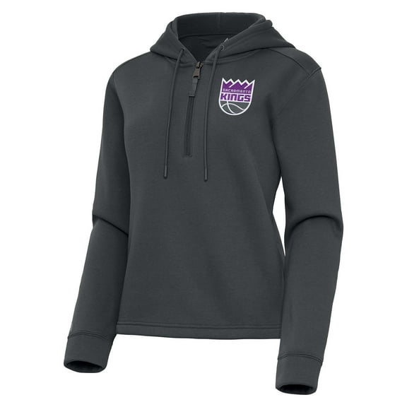 Women's Antigua  Pewter Sacramento Kings Contemporary Quarter-Zip Hoodie