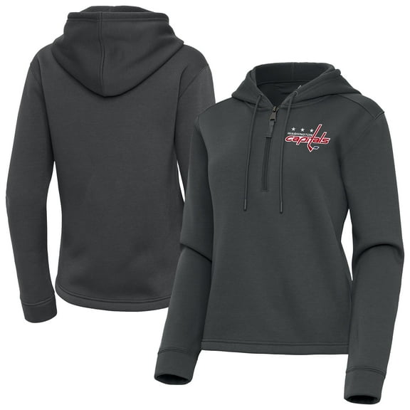 Women's Antigua  Pewter Washington Capitals Contemporary Quarter-Zip Hoodie