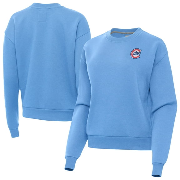 Women's Antigua  Powder Blue Chicago Cubs Alternate Logo Victory Pullover Sweatshirt