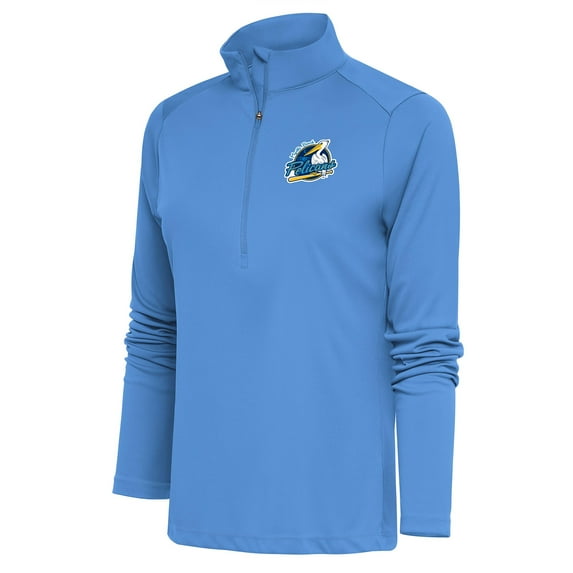 Women's Antigua Powder Blue Myrtle Beach Pelicans Tribute Half-Zip Pullover Top