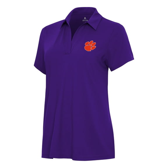 Women's Antigua Purple Clemson Tigers Era V-Neck Polo