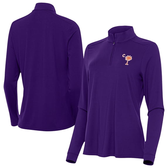 Women's Antigua Purple Clemson Tigers Palmetto Series Intent Quarter-Zip Pullover