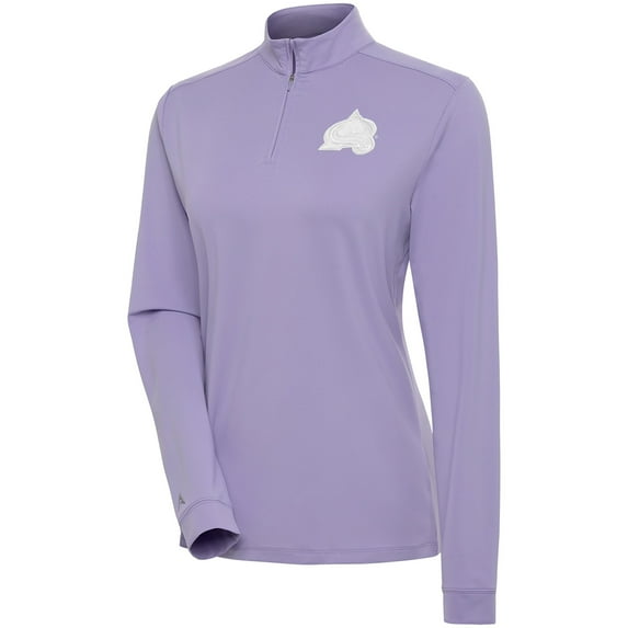 Women's Antigua Purple Colorado Avalanche White Logo Finish Quarter-Zip Top