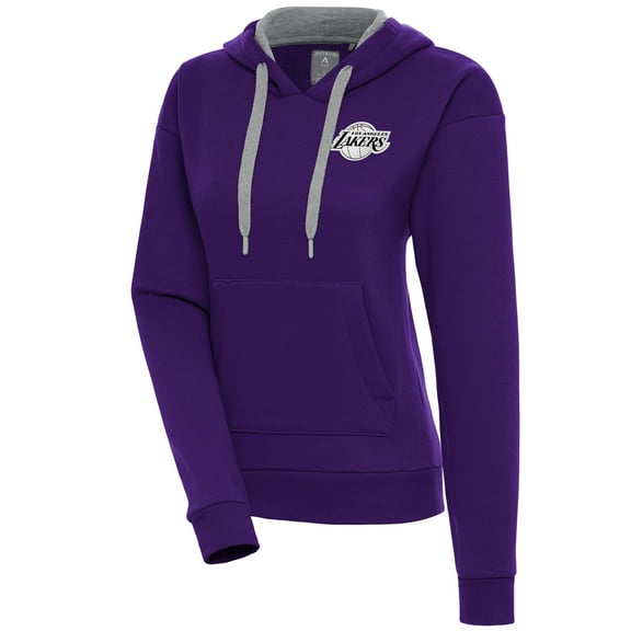 Women's Antigua  Purple Los Angeles Lakers Brushed Metallic Victory Pullover Hoodie