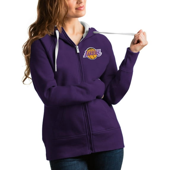 Women's Antigua Purple Los Angeles Lakers Victory Full-Zip Hoodie