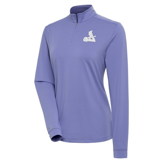 Women's Antigua Purple St. Louis Cardinals Finish Quarter-Zip Pullover Top
