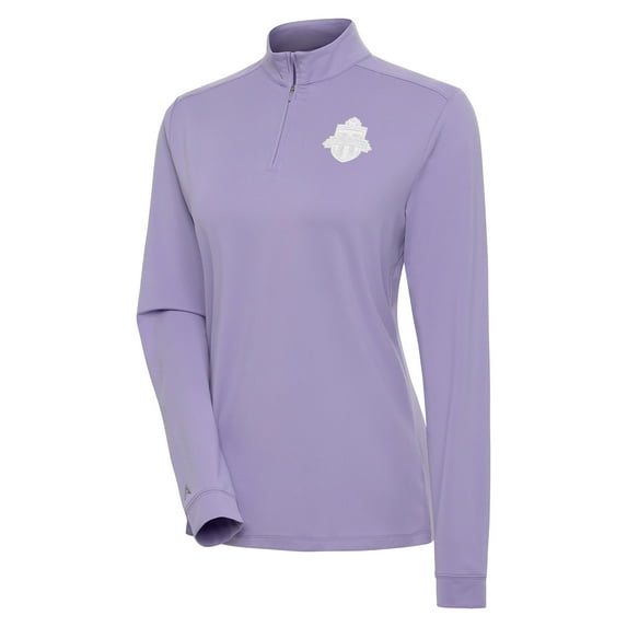 Women's Antigua Purple Toronto FC White Logo Finish Quarter-Zip Pullover Top
