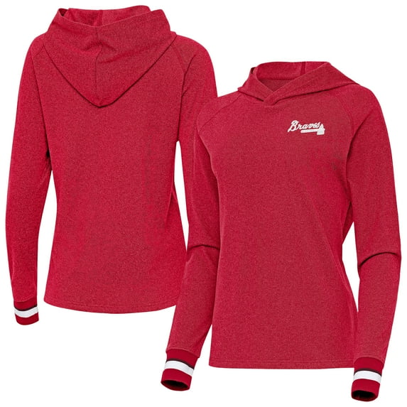 Women's Antigua Red Atlanta Braves Trek Pullover Hoodie