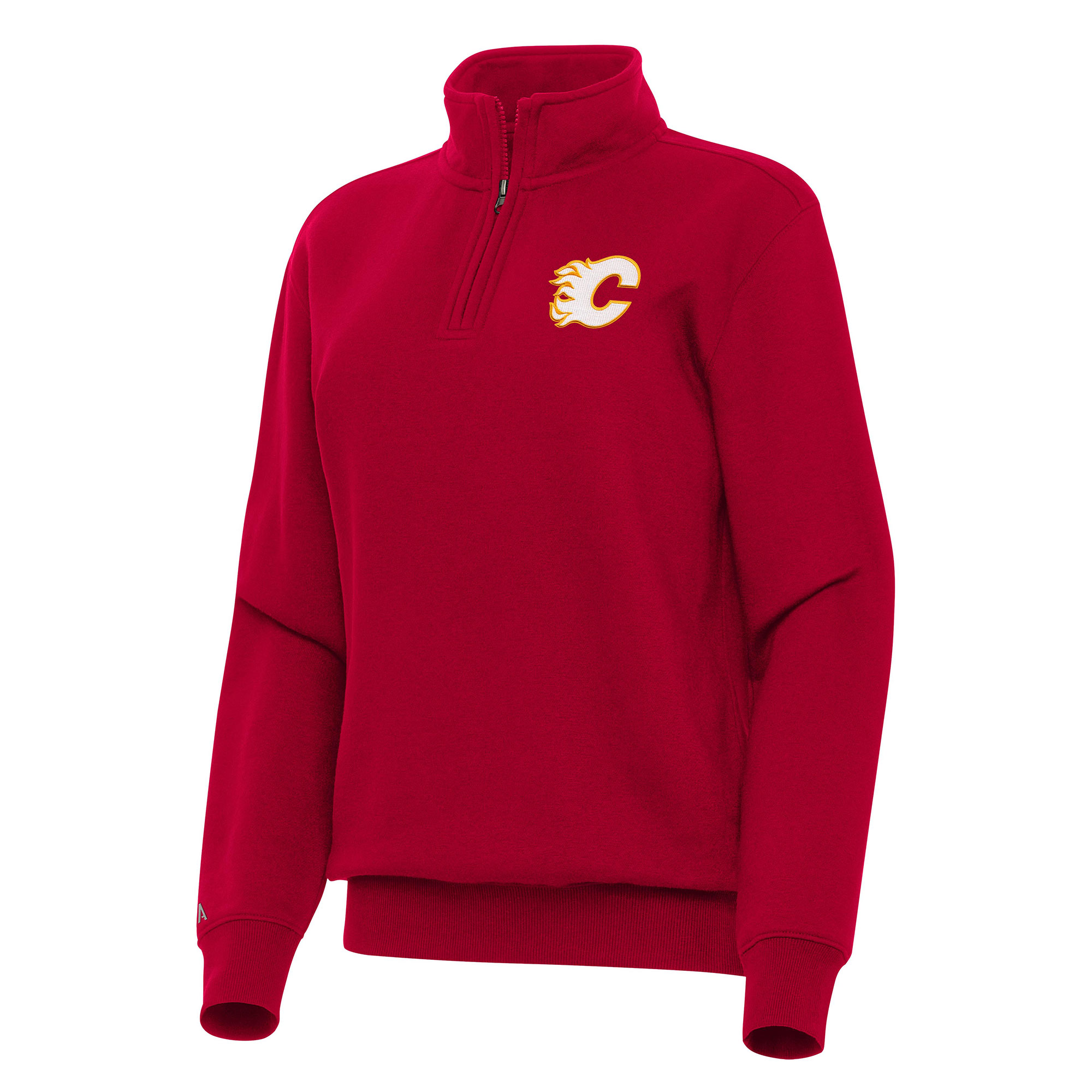 Women's Antigua Red Calgary Flames Victory Quarter-Zip Sweatshirt