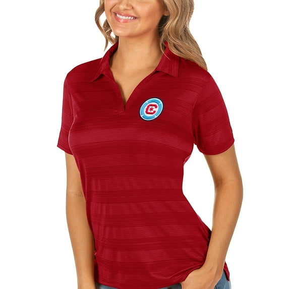Women's Antigua Red Chicago Fire Logo Compass Polo