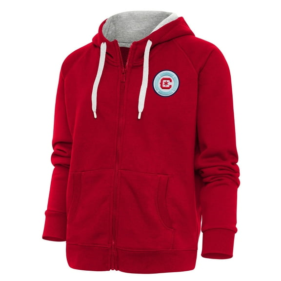 Women's Antigua Red Chicago Fire Logo Victory Full-Zip Hoodie