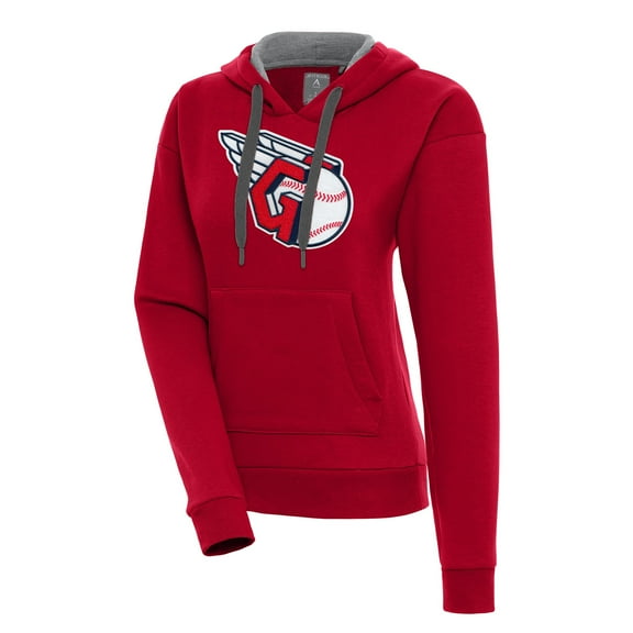 Women's Antigua Red Cleveland Guardians Victory Pullover Hoodie