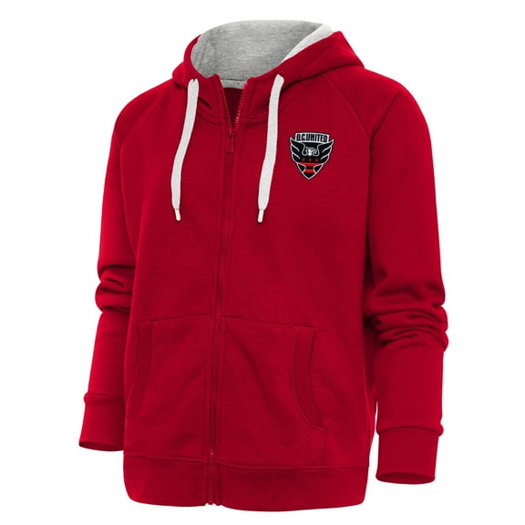 Women's Antigua Red D.C. United Logo Victory Full-Zip Hoodie
