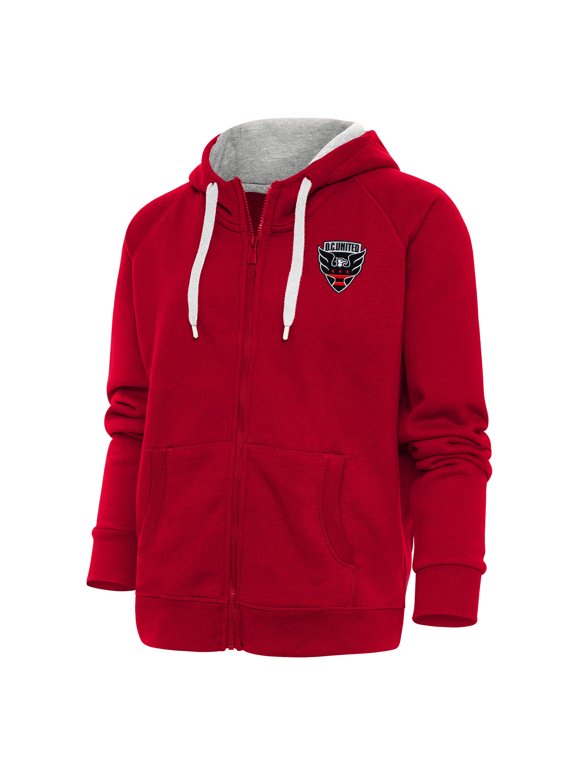 Women's Antigua Red D.C. United Logo Victory Full-Zip Hoodie