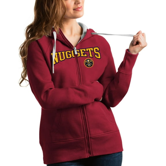 Women's Antigua Red Denver Nuggets Team Victory Full-Zip Hoodie