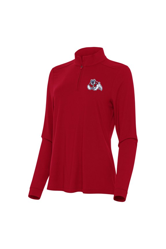 Women's Antigua Red Fresno State Bulldogs Intent Quarter-Zip Top