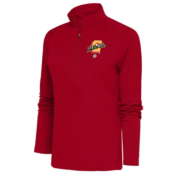 Women's Antigua Red Hilldale Club Tribute Half-Zip Pullover Top