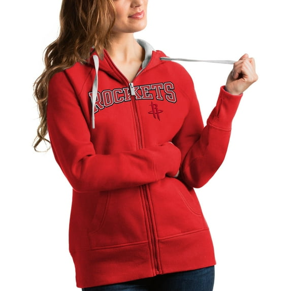 Women's Antigua Red Houston Rockets Team Victory Full-Zip Hoodie