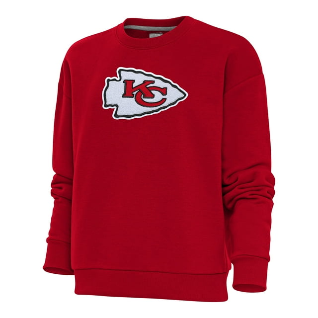 Women's Antigua Red Kansas City Chiefs Victory Crewneck Chenille ...