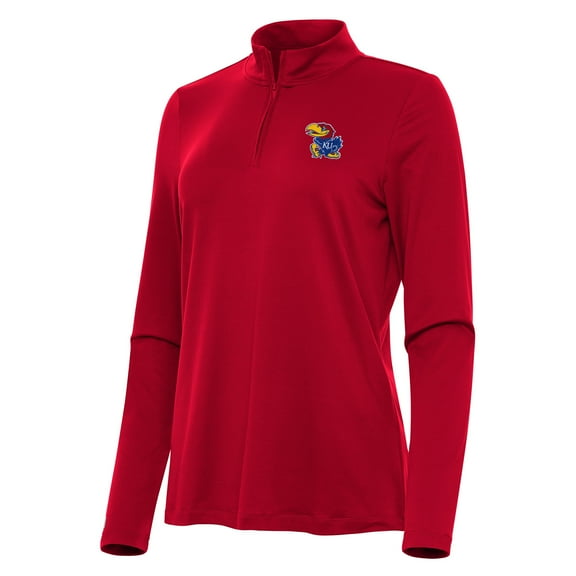 Women's Antigua Red Kansas Jayhawks Reprocess Quarter-Zip Top