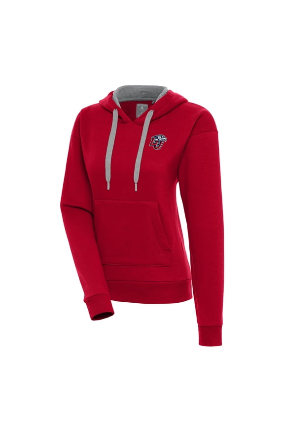 Women's Antigua Red Liberty Flames Victory Pullover Hoodie