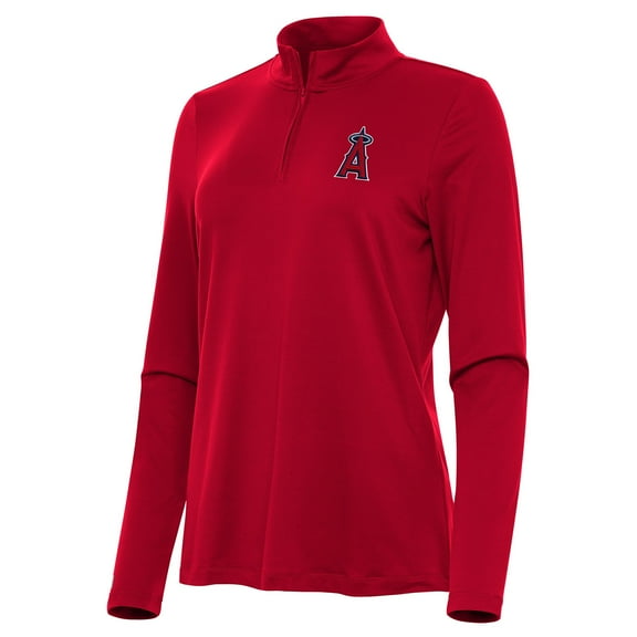 Women's Antigua Red Los Angeles Angels Reprocess Quarter-Zip Top