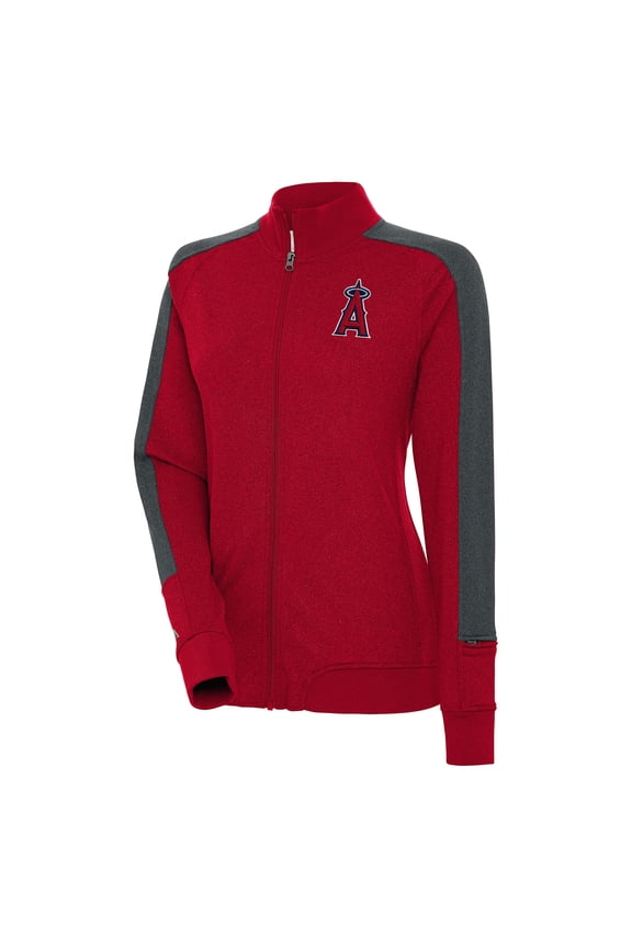 Women's Antigua Red Los Angeles Angels Strike Full-Zip Track Jacket